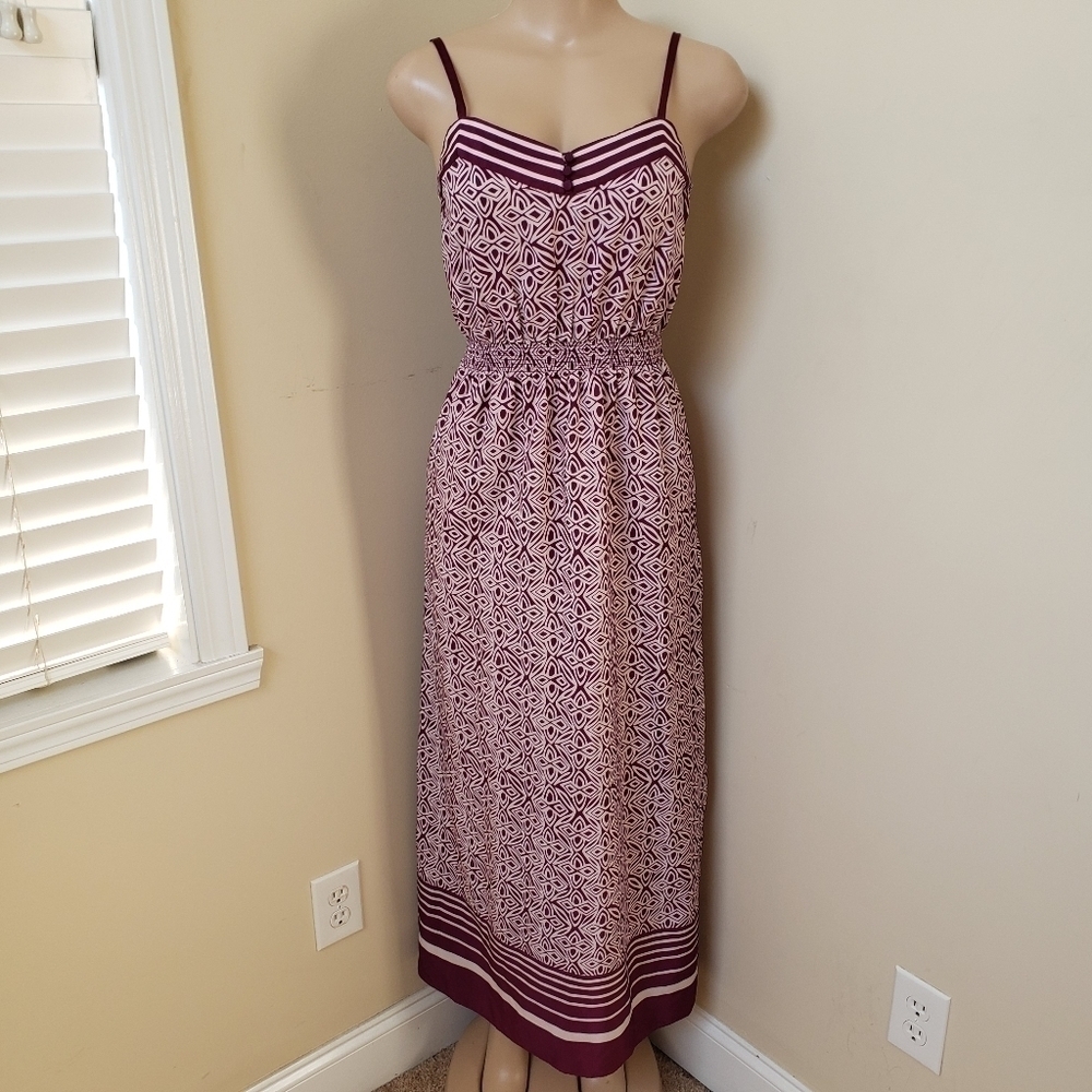 LOFT Geometric Purple Floral Maxi Dress